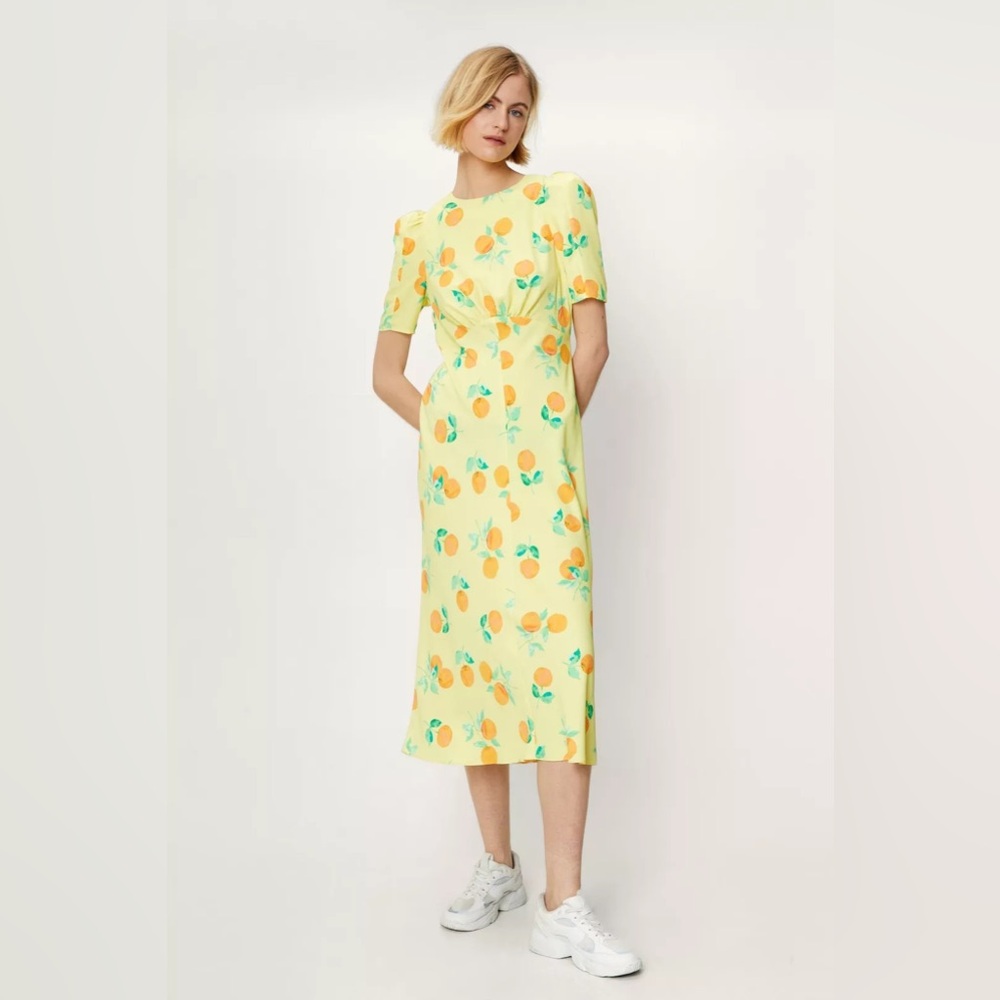 NastyGal Orange Printed Midi Dress